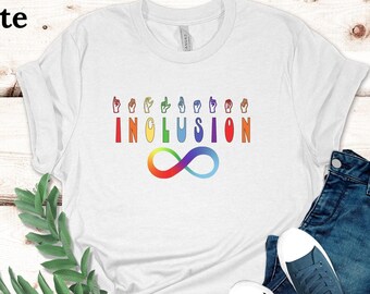 Camicia per inclusione, camicia per insegnanti, insegnante di educazione speciale, maglietta per autismo, sordi, lingua dei segni, maglietta a maniche corte in jersey unisex