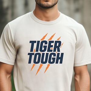 Tigers Unisex Tee, Baseball Shirt with Tiger Tough Bold Lettering & Claw Marks, Fan Apparel, Sporty Top, Graphic Tee, MLB