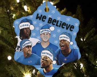 Blue We Believe Detroit Football Ceramic Ornament,  Christmas Team Holiday Gift