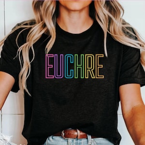 Camiseta colorida de Euchre, regalo para jugadores de Euchre, camiseta minimalista de Euchre, camiseta divertida de Euchre, ropa para amantes de Euchre, regalo único de Euchre, unisex
