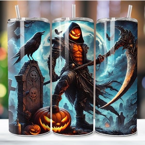 Liemannen Pumpa Kung Tumbler Wrap: Gotisk Halloween-design (digital nedladdning)