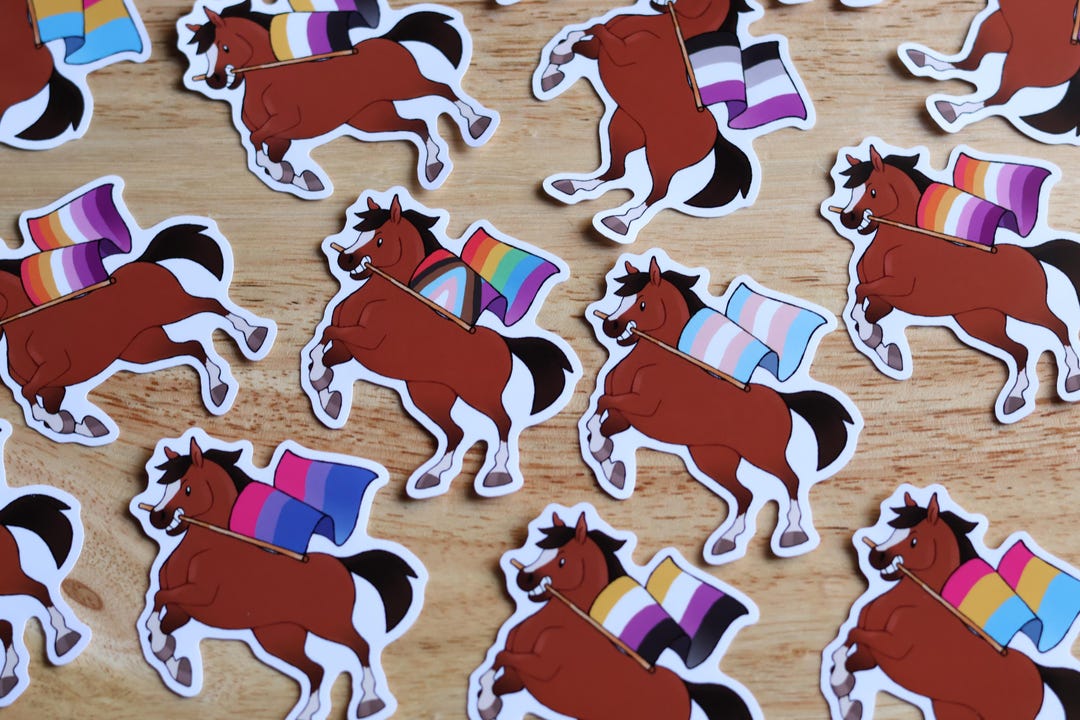 LGBT Pride Flag Horse Stickers | 3 Inch Waterproof Vinyl Decal | Gay ...