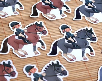Dressage Horse Sticker | Bay and Black Horse and Rider | Waterproof Vinyl Decal For Equestrians and Horse Lovers