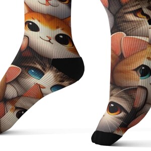 Cute Cat Socks | Novelty Feline Face Socks | Gift for Cat Lovers | Unisex Cozy Socks | Free Shipping | Gift for Crazy Cat People