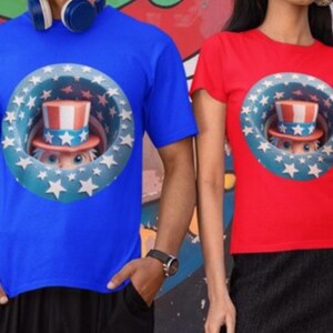 Uncle Sam Peeking 3D T-Shirt Patriotic 4th of July Tee USA Flag Independence Day Shirt