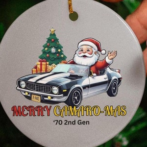 Merry Camaro-mas Vintage 1970 Black & White Chevy Camaro Christmas Ornament - Classic Car Holiday Décor