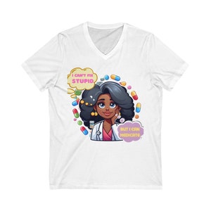 Whimsical Custom Character V-Neck T-Shirt | Mental Health Professional | Unique Artistic Apparel