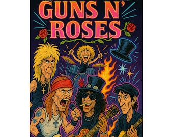 Gn'R Fan Art, Rock Band Poster, Vintage Music Decor, Retro Wall Art