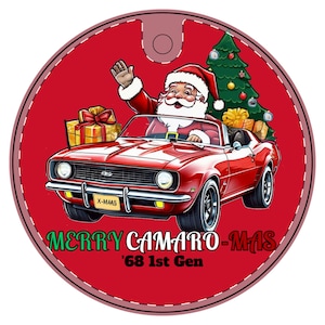 Merry Camaro-mas Vintage 1968 Chevy Camaro Christmas Ornament, (1pc)