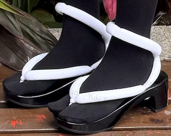 Handmade Wooden Kimono Shoes with Tabi Socks