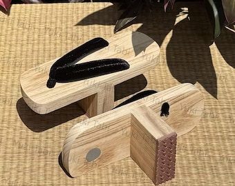 Sandalias japonesas de madera Tengu Geta de un solo diente / Zuecos kimono Geta de un solo diente para hombre / Calcetines Tabi compatibles, estilo tradicional japonés
