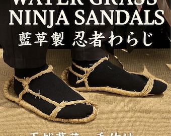 Sandalias de hierba acuática hechas a mano, estilo samurái japonés Tabi