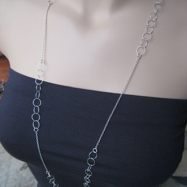 Asymmetrical Long Silver Necklace by Irisjewelrydesign, Fall Fashion