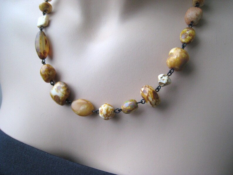 SALE Mustard Yellow Beaded Jewelry Set with Wire Wrapped Czech Etsy