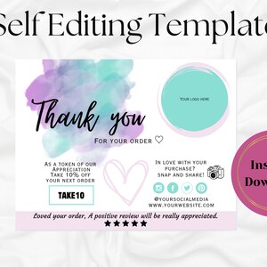 Editável em CANVA Pastel Business Cartão de agradecimento - Download instantâneo