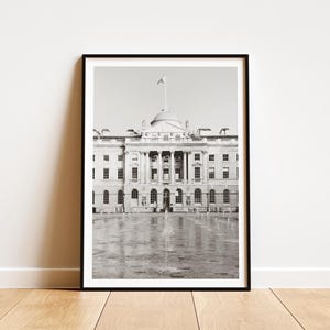 Somerset House London Print | Black and White Architecture Photo, Historic UK Wall Art, Framed & Unframed Decor