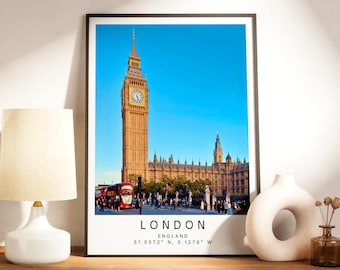Big Ben London Print, London Wall Art, UK Travel Poster