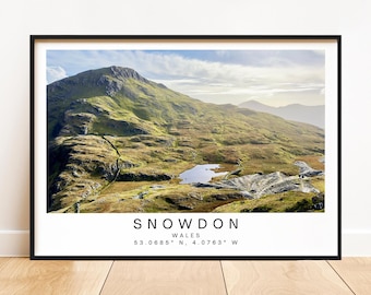 Snowdon Wales Print, Mountain Landscape Art, Minimalist Wall Decor