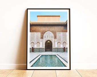 Ben Youssef Madrasa Print – Marrakech Moroccan Wall Art, Islamic Architecture Photography, Framed Morocco Gift