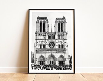 Notre Dame Cathedral Print - Black and white Paris Wall Art, Fine Art Photography Poster