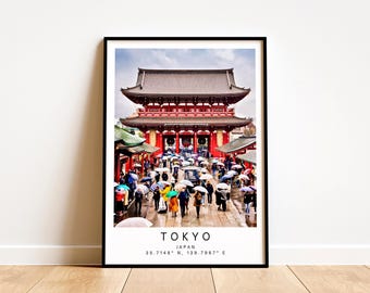 Senso Ji Temple Tokyo Print - Japanese Wall Art, Framed Minimalist Decor, Personalized Gift