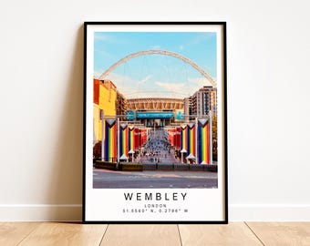 Wembley Stadium Print - England Football Wall Art, Football Photography, Framed Poster, Personalized text