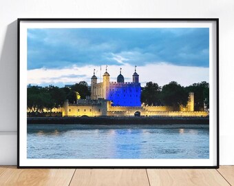 Lámina de la Torre de Londres, Arte mural de Londres, Fotografía de Londres, Póster de monumento del Reino Unido, Decoración de viaje enmarcada, Regalo de Londres