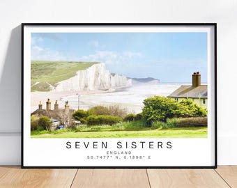 East Sussex Travel Poster – Coastal Sea Photography, Beach Landscape, Personalized gift