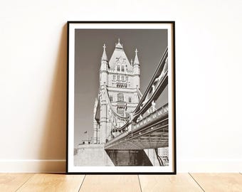 Tower Bridge Poster - Black and White London Wall Art, Photography Housewarming Gift