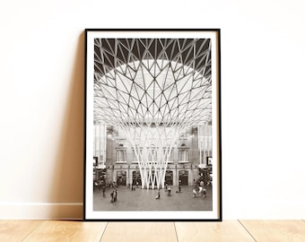 Kings Cross Station Print - London Black and White Photography, Travel Wall Art
