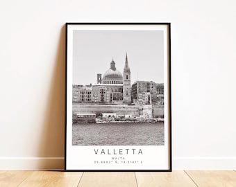 Valletta Malta Travel Print: Coastal City Photography Wall Art Poster, Personalisable