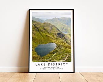 Lake District Print - National Park UK Travel Poster Wall Art, Personalized Hiking Gift