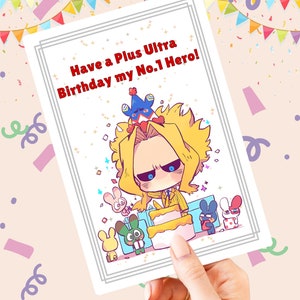 ALL MIGHT - My Hero Academia - Arquivo de cartão de aniversário (cartão de aniversário com tema de anime)