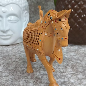Hand Curved Wooden Horse, Indian Horse Statuette, Indian, Gifts, Home Décor, Wooden Art-Made With Solid Wood, Carved elephant