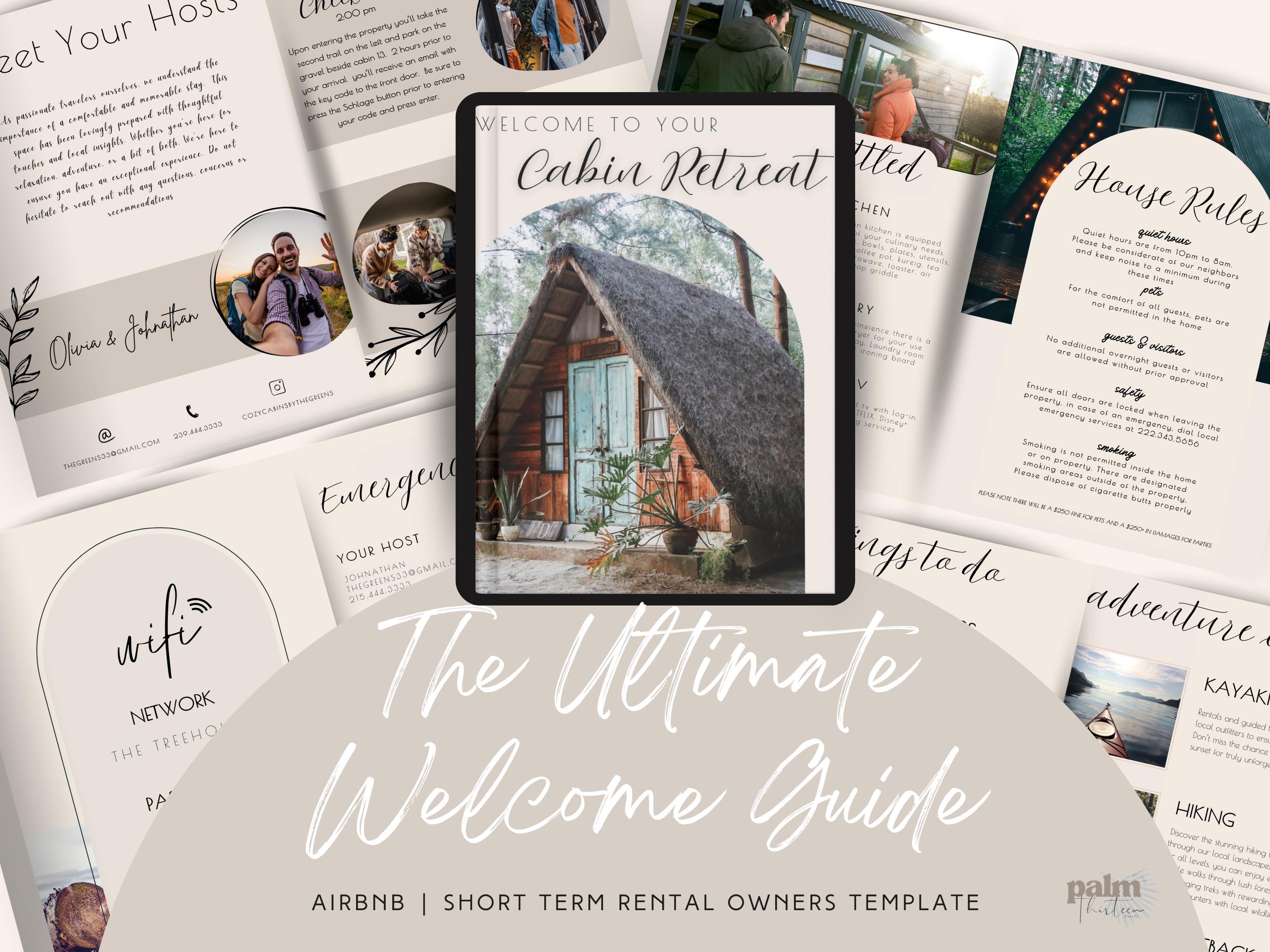 Modern Cabin Airbnb Welcome Book Template: Vacation Rental Canva Guide