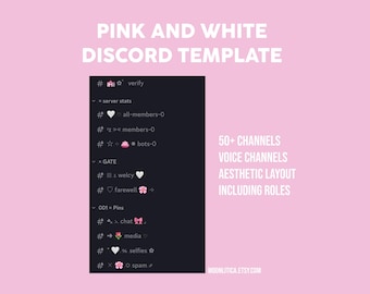 schattige roze en witte serversjabloon / 50+ kanalen / esthetische lay-out