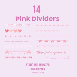 14 Pink Dividers for Discord / static and animated / cute