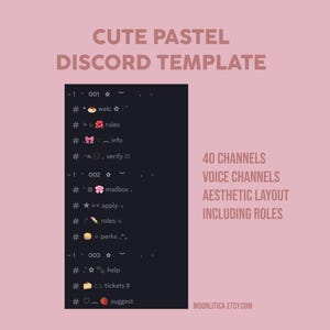 cute pastel discord server template / 40 channels / aesthetic layout