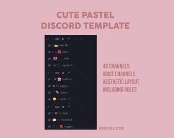 süßes pastellfarbenes Discord Template / 40 Kanäle / ästhetisches Layout