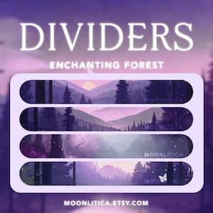 Divisores para Discord / Bosque Encantador / Encabezados / Banners / Púrpura / Estético / Lindo / Twitch / Gráficos