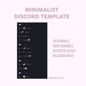 minimalist discord server template / 30 channels / aesthetic layout