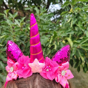 pink unicorn horn, unicorn headband, halloween hairband, costume headpiece, hairpiece kids, christmas gift, birthday headband, unicorn horns