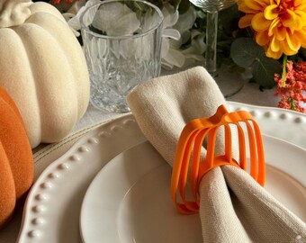 Tall Harvest Pumpkin Napkin Ring | Set of 4 or 6 | Modern Decor | Holiday Table Decoration | Housewarming Gift