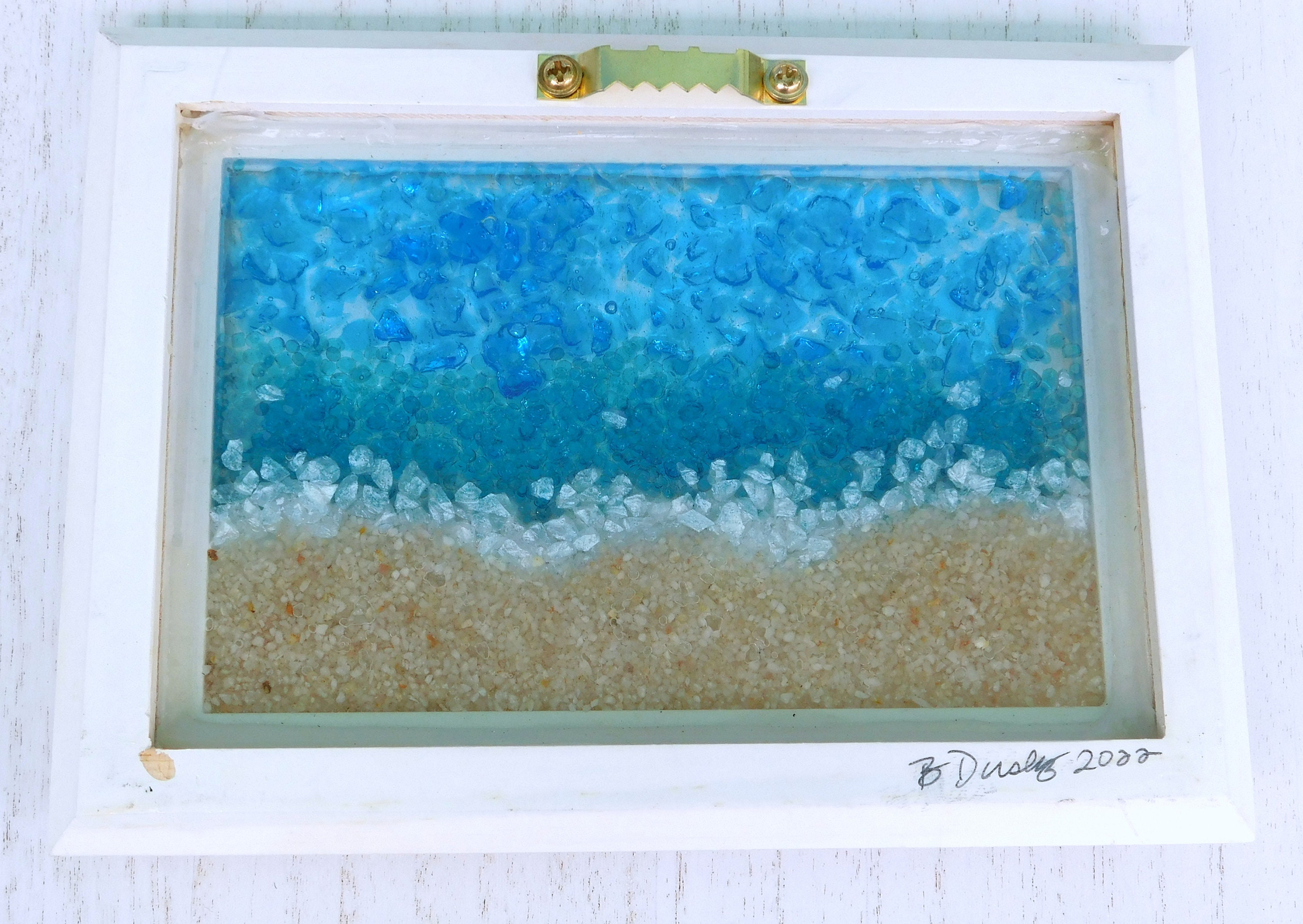 Crushed Glass Beach Scene, Coastal Art, Beach Art, Resin Art, Beach Decor, Wall Art, Beach Wall