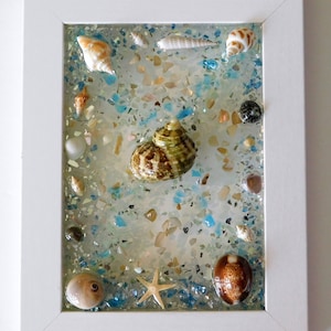 Seashell Wall Hanging, Coastal Art, Seashell Window, Beach Art, Glass Art, Resin Art, Beach Decor, Wall Art, Beach Wall Art, Mixed Media Art