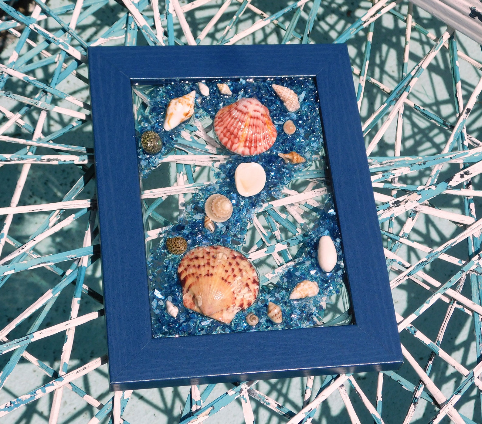 Seashell Wall Hanging Coastal Art Seashell Window Beach Etsy