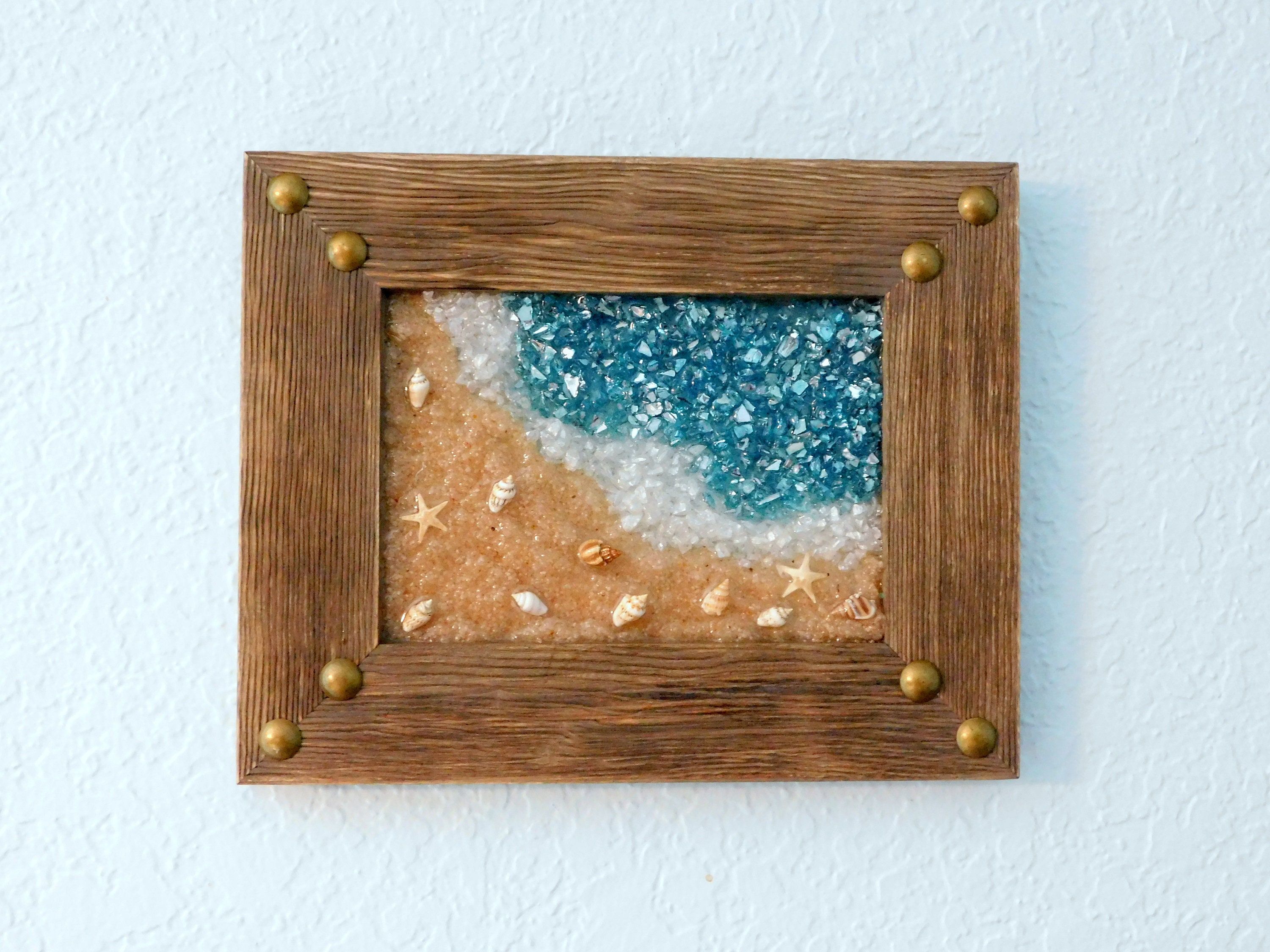 Beach Day Scene, Coastal Art, Beach Art, Glass Art, Resin Art, Beach Decor, Wall Art, Beach Wall