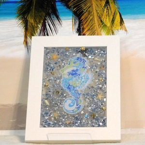 Seahorse Wall Hanging, Coastal Art, Seahorse Window, Beach Art, Glass Art, Resin Art, Beach Decor, Wall Art, Beach Wall Art, Mixed Media Art