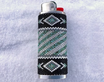 Pattern Download for Beaded Lighter Case, Even Count Tubular Peyote Stitch, Diamonds & Spirals, Beaded Lightercase, Easy Beading Patterns