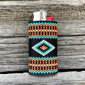 Pattern Download for MINI Bic Beaded Lighter Case, Even Count Tubular Peyote Stitch 1, Easy Beading Patterns, Easy Beadwork, Learn to bead